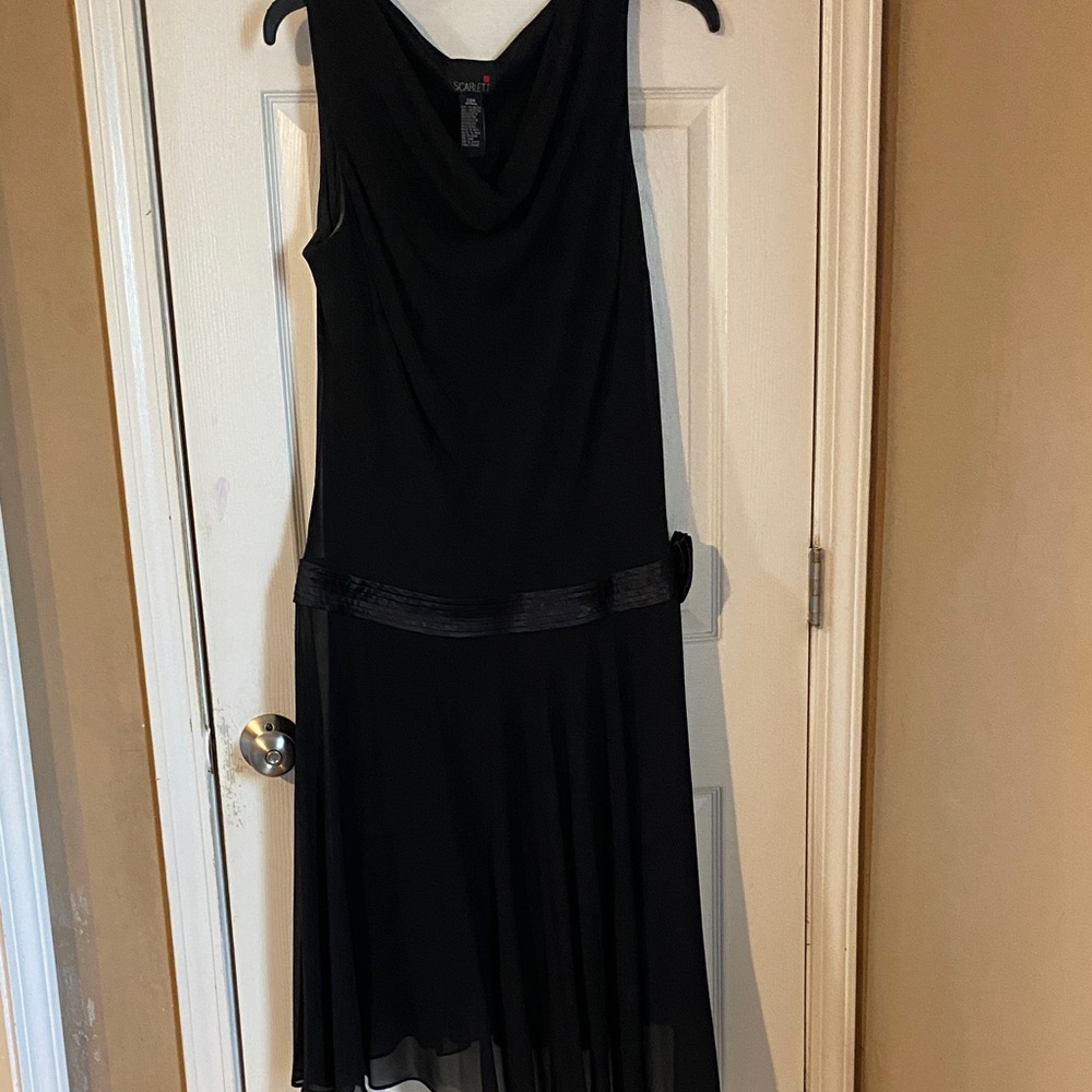 Scarlett Black Midi Dress with Cowl Neck